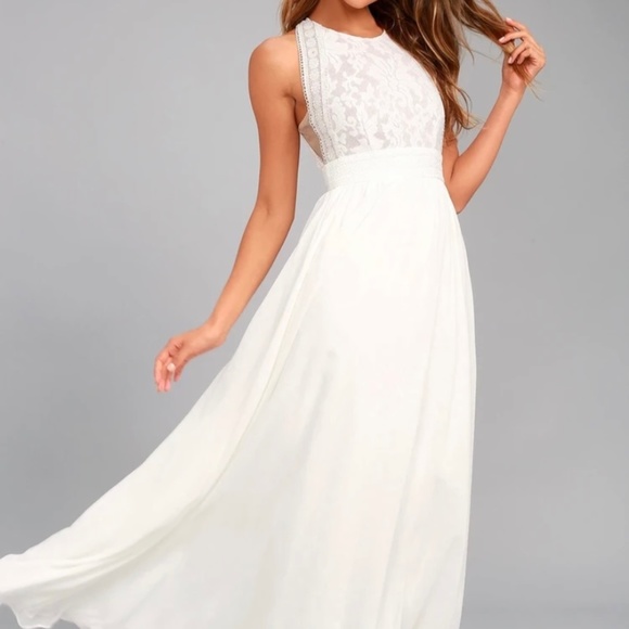 Lulus Dresses & Skirts - NWT Lulu’s “Forever & Always” White Lace Maxi Dress